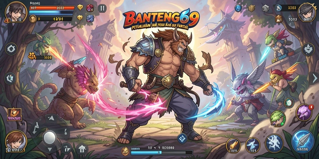 Screenshot gameplay BANTENG69 menampilkan aksi karakter anime.