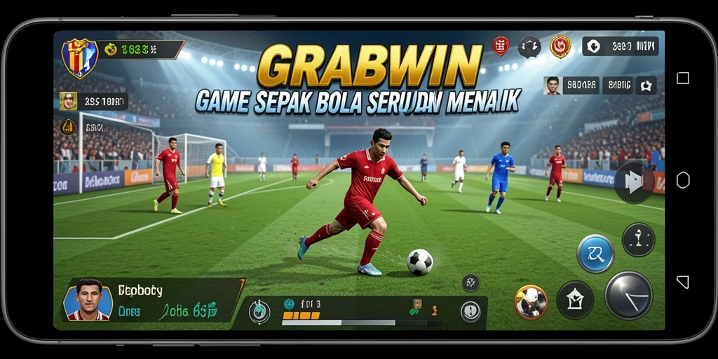 Screenshot gameplay nyata dari game sepak bola GRABWIN.