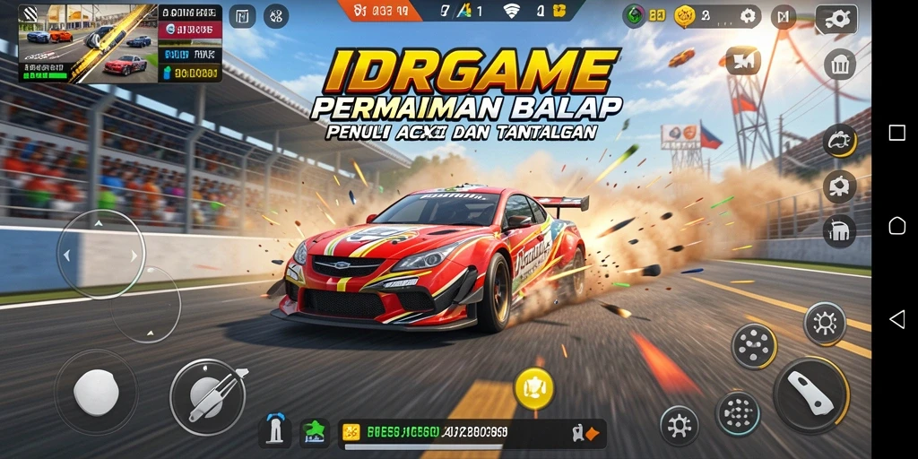 Tampilan gameplay menegangkan dalam balapan di IDRGAME.