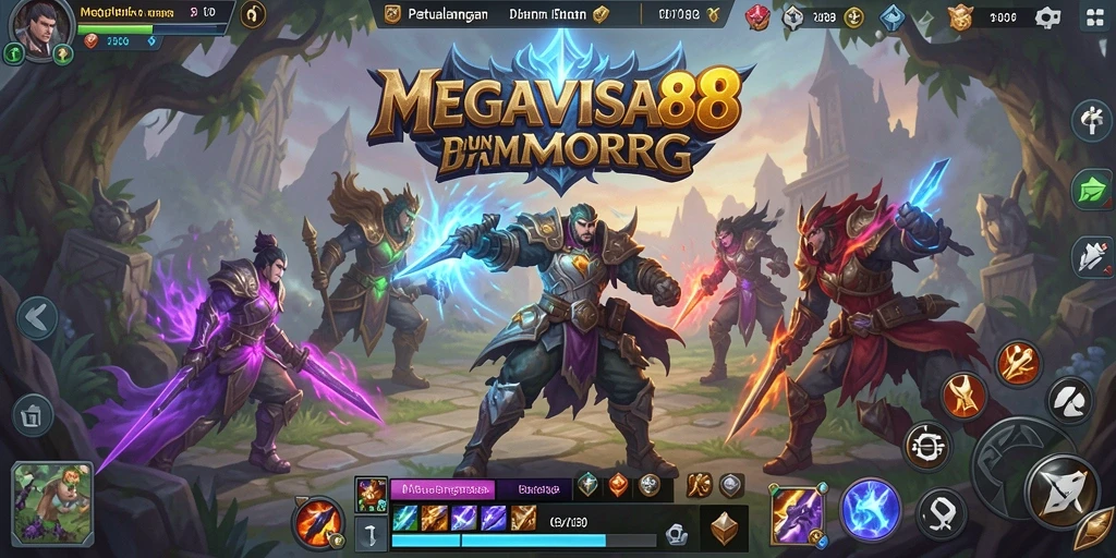 Screenshot gameplay MEGAVISA88 yang menunjukkan pertarungan seru di dunia MMORPG.