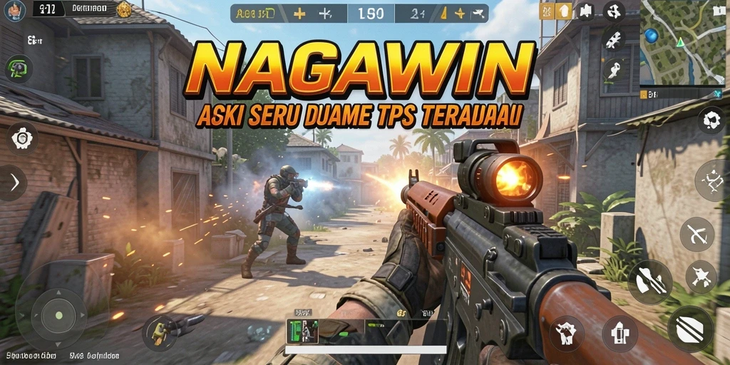 Tampilan gameplay seru NAGAWIN dalam aksi tembak-menembak.