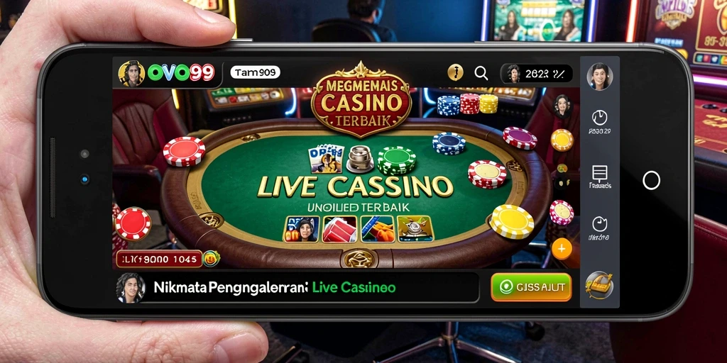 Screenshot gameplay OVO99 menampilkan suasana kasino langsung yang menakjubkan.