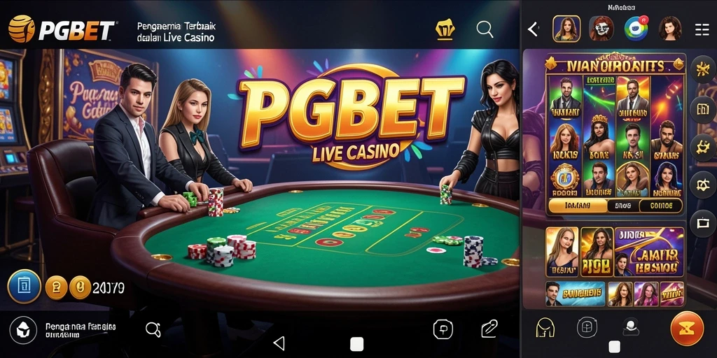 Tampilan menarik gameplay Live Casino PGBET dengan dealer dan pemain nyata.