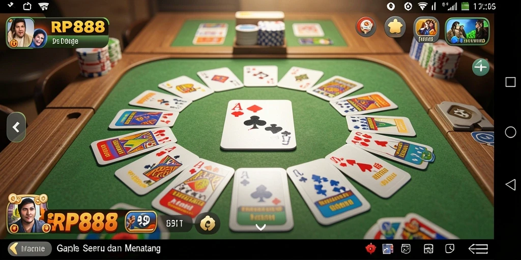 Tampilan gameplay seru RP888 dalam permainan Gaple.