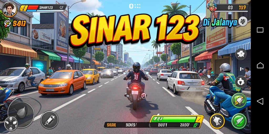 Screenshot utama menunjukkan aksi balapan mendebarkan dalam SINAR123.