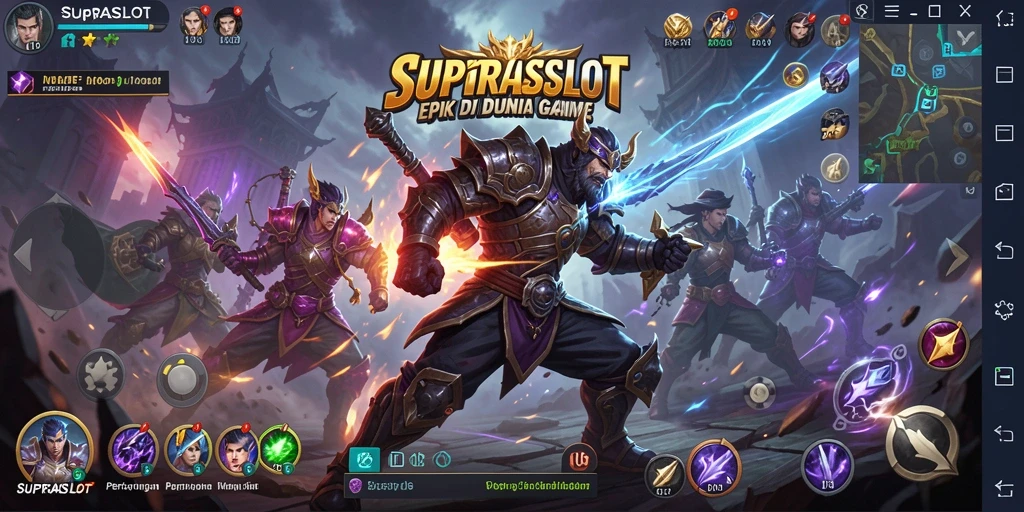 Gameplay SUPRASLOT menampilkan pertarungan seru antar karakter dengan grafis memukau.