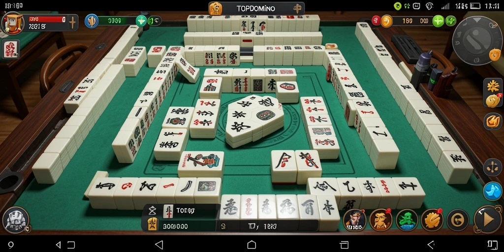 Tampilan menarik dari gameplay TOPDOMINO dengan berbagai level Mahjong.